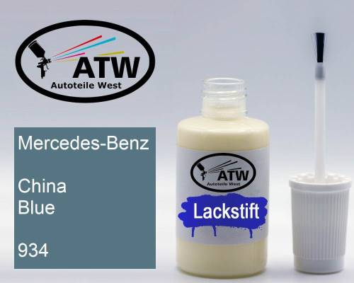 Mercedes-Benz, China Blue, 934: 20ml Lackstift, von ATW Autoteile West.